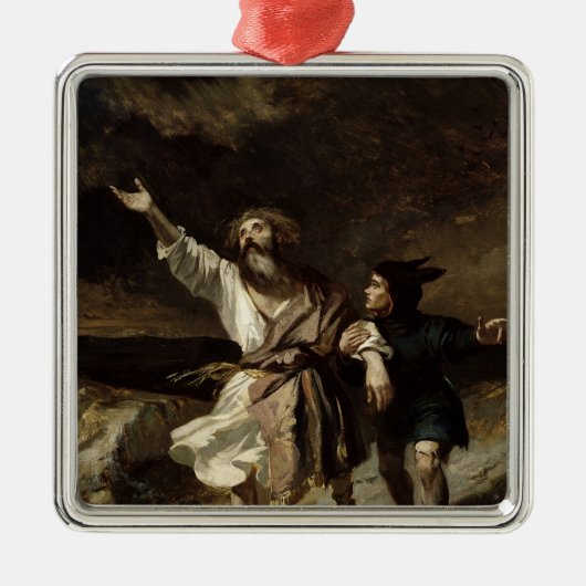 Ornement Carré Argenté Le Roi Lear et l'imbécile dans la tempête (Devant)