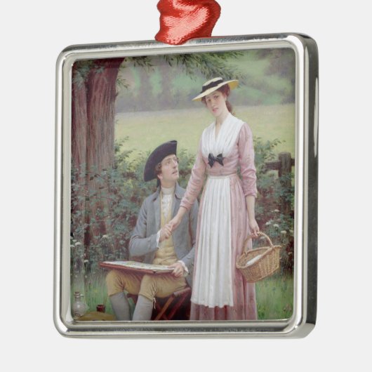 Ornement Carré Argenté Le Seigneur de Burleigh et son Amour (Gauche)