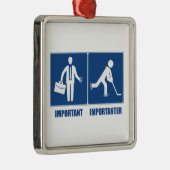 Ornement Carré Argenté Le Travail Est Important, Le Hockey Est Important (Droite)