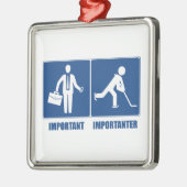 Ornement Carré Argenté Le Travail Est Important, Le Hockey Est Important (Gauche)