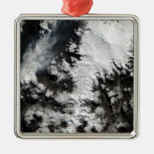Ornement Carré Argenté Le volcan de Chaiten au Chili