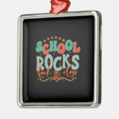 Ornement Carré Argenté L'École D'Enseignant Revient En Classe (Gauche)