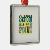 Ornement Carré Argenté L'École Est Sur Point Enseignant (Droite)