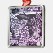 Ornement Carré Argenté Lecture Art Nouveau Femme (Gauche)