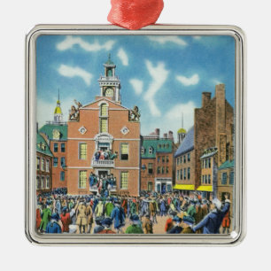 Ornement Carré Argenté Lecture de la déclaration d'indépendance