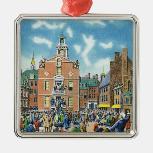 Ornement Carré Argenté Lecture de la déclaration d'indépendance (Devant)