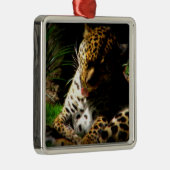 Ornement Carré Argenté Leopard de bain (Droite)