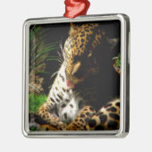 Ornement Carré Argenté Leopard de bain (Gauche)