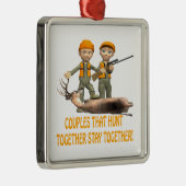 Ornement Carré Argenté Les couples qui chassent ensemble restent ensemble (Droite)