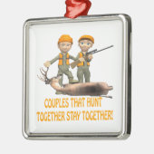Ornement Carré Argenté Les couples qui chassent ensemble restent ensemble (Gauche)