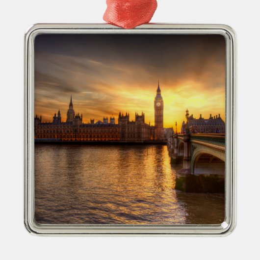 Ornement Carré Argenté Les monuments | Big Ben & Chambres du Parlement (Devant)