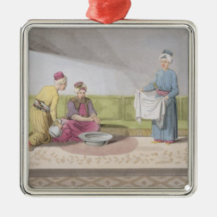 Ornement Carré Argenté Les musulmans effectuant ses ablutions, plaquent