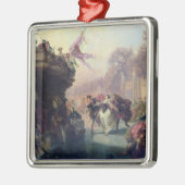 Ornement Carré Argenté Les patineurs (Gauche)