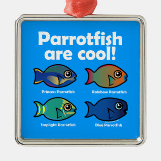 Ornement Carré Argenté Les poissons perroquets sont Cool !