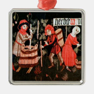 Ornement Carré Argenté Les travaux des mois, d'Alsace