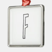 ORNEMENT CARRÉ ARGENTÉ LETTRE INITIALE GRECQUE ET BLANC MONOMOBILE PLAINE (Gauche)