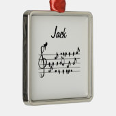 Ornement Carré Argenté Libre en tant qu'oiseau, oiseaux chanteurs faisant (Droite)