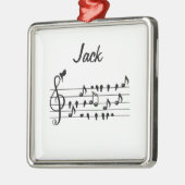 Ornement Carré Argenté Libre en tant qu'oiseau, oiseaux chanteurs faisant (Gauche)