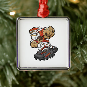 Ornement Carré Argenté L'Illustration de Santa Claus Playing