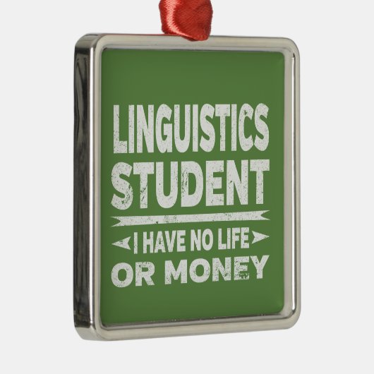 Ornement Carré Argenté Linguistique Collège Étudiant Je n'ai pas d'argent (Droite)