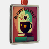 Ornement Carré Argenté Livres Et Café (Droite)