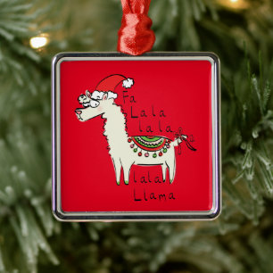 Ornement Carré Argenté Llama Cute Funky Noël Vacances Enfants