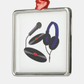 Ornement Carré Argenté Logo de jockey de disque (Gauche)