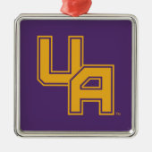 Ornement Carré Argenté Logo de l'Université d'Albany Initials (Devant)