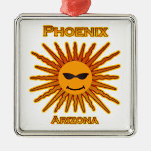 Ornement Carré Argenté Logo de Phoenix Arizona Sun