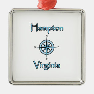 Ornement Carré Argenté Logo de rose de boussole de Hampton la Virginie