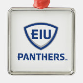 Ornement Carré Argenté Logo Eastern Illinois Panthers Shield & Wordmark (Devant)