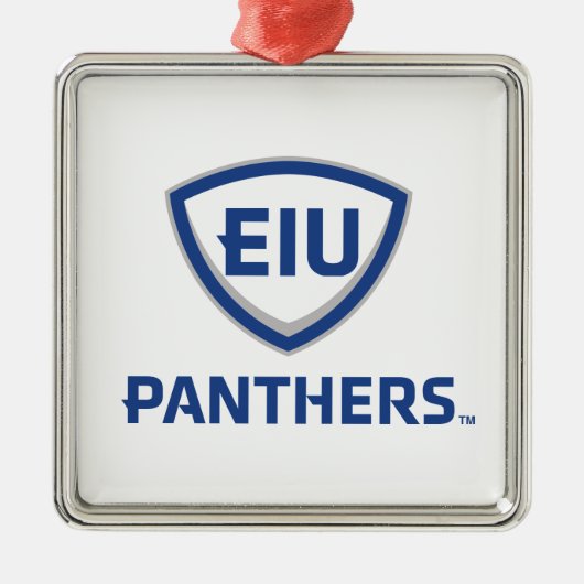 Ornement Carré Argenté Logo Eastern Illinois Panthers Shield & Wordmark (Devant)