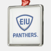 Ornement Carré Argenté Logo Eastern Illinois Panthers Shield & Wordmark (Gauche)