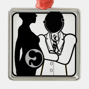 ORNEMENT CARRÉ ARGENTÉ LOGO OBSTÉTRICIEN - PERI DE LA FEMME ET POST NATAL