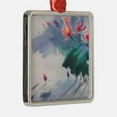 Ornement Carré Argenté Lotus dans l'étang (Droite)