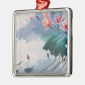 Ornement Carré Argenté Lotus dans l'étang (Gauche)