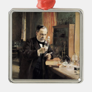 Ornement Carré Argenté Louis Pasteur dans son laboratoire, 1885