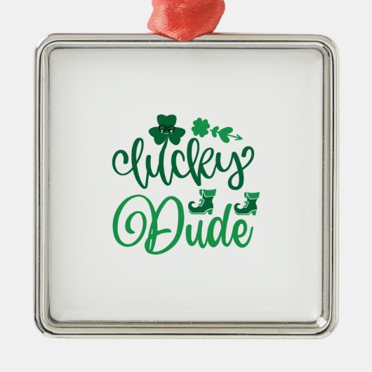 Ornement Carré Argenté Lucky Dude (Devant)