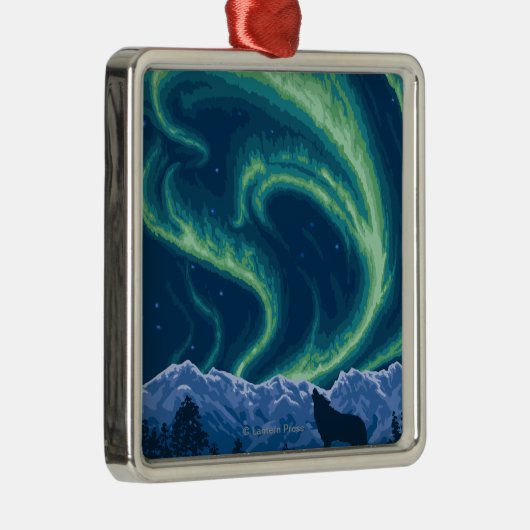 Ornement Carré Argenté Lumières du nord - le Yukon, Alaska (Droite)