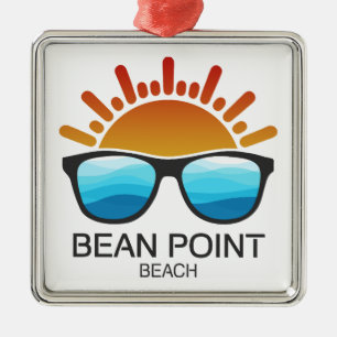 Ornement Carré Argenté Lunettes de soleil Bean Point Beach Floride
