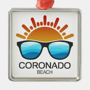 Ornement Carré Argenté Lunettes de soleil de Coronado Beach Californie