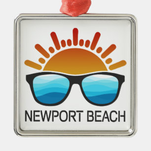 Ornement Carré Argenté Lunettes de soleil de Newport Beach Californie