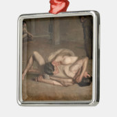 Ornement Carré Argenté Lutteurs (par Thomas Eakins) (Gauche)