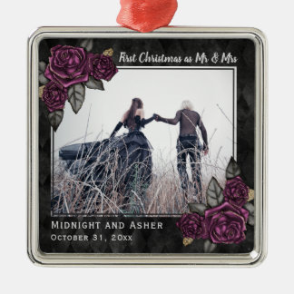 Ornement Carré Argenté M. et Mme Gothic Rose Noël