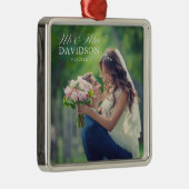 Ornement Carré Argenté M. & Mme Elegant Script Newlywed Christmas (Droite)