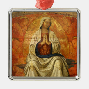 Ornement Carré Argenté Madonna à Gloria (Vierge Marie inscrite)