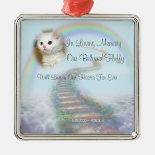 Ornement Carré Argenté Magnifique Mémorial Personnalisé pour Chat ou Chie