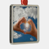 Ornement Carré Argenté Mains d'amour (Droite)