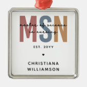 Ornement Carré Argenté Maîtrise en sciences en sciences infirmières sur m (Devant)