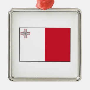 Ornement Carré Argenté Malte - drapeau maltais